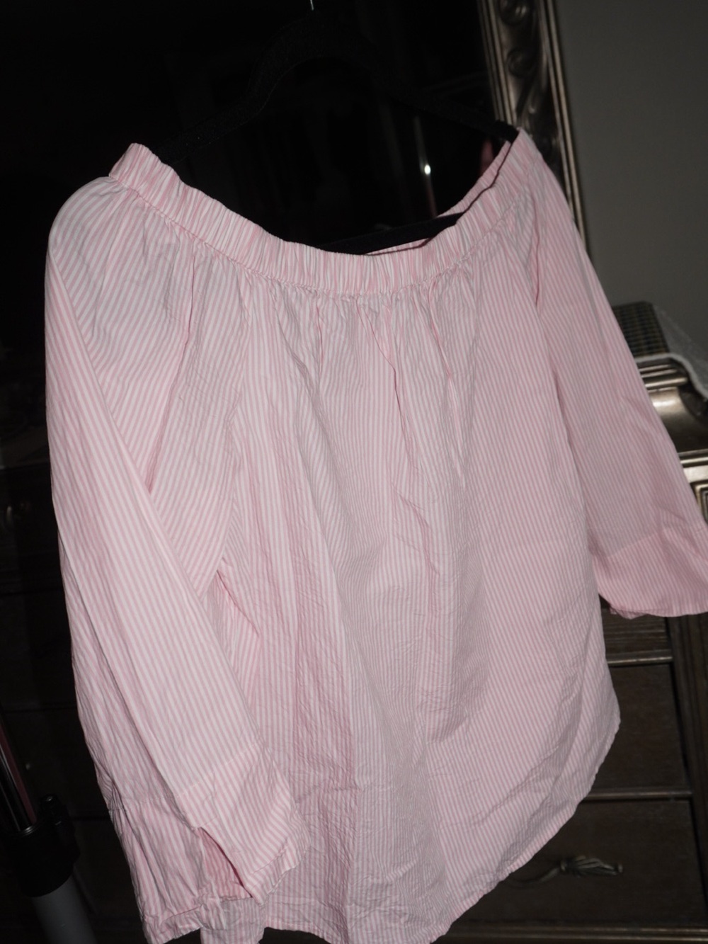 Pink Striped Off-Shoulder Blouse